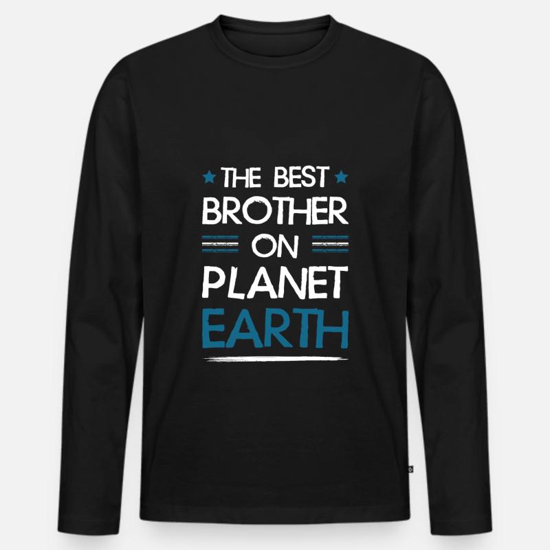 Bester Bruder Spruch - Männer Premium Bio Langarmshirt - Schwarz
