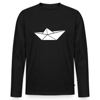 Ein Schiff Boot aus Papier ein Papierboot Boote - Männer Premium Bio Langarmshirt - Schwarz - Vorne - Nico (187cm)