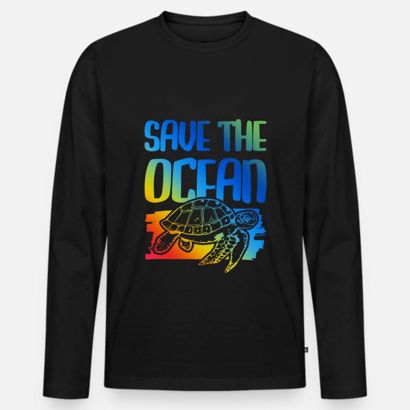 save the ocean schildkröte - Männer Premium Bio Langarmshirt - Schwarz