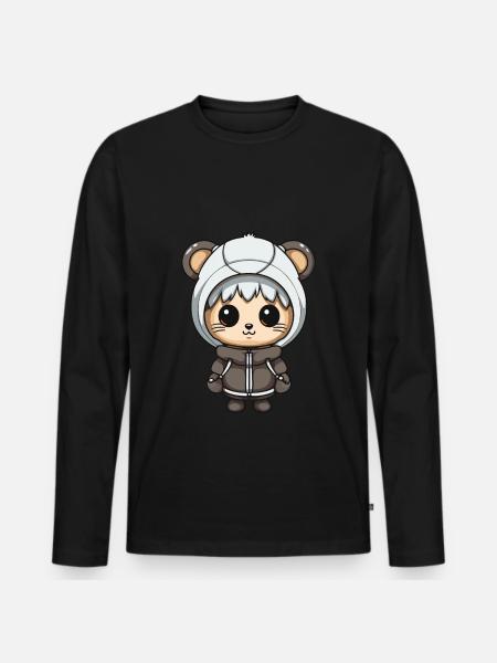 Mouse Winter Comic Cute - Men's Premium Organic Long Sleeve Shirt - black