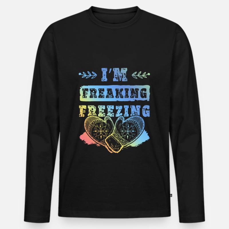 Kalt Winter Spruch - Männer Premium Bio Langarmshirt - Schwarz