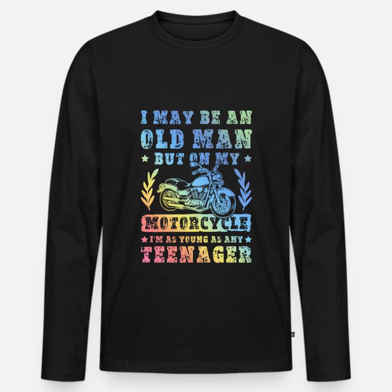 Motorrad alter mann spruch - Männer Premium Bio Langarmshirt - Schwarz
