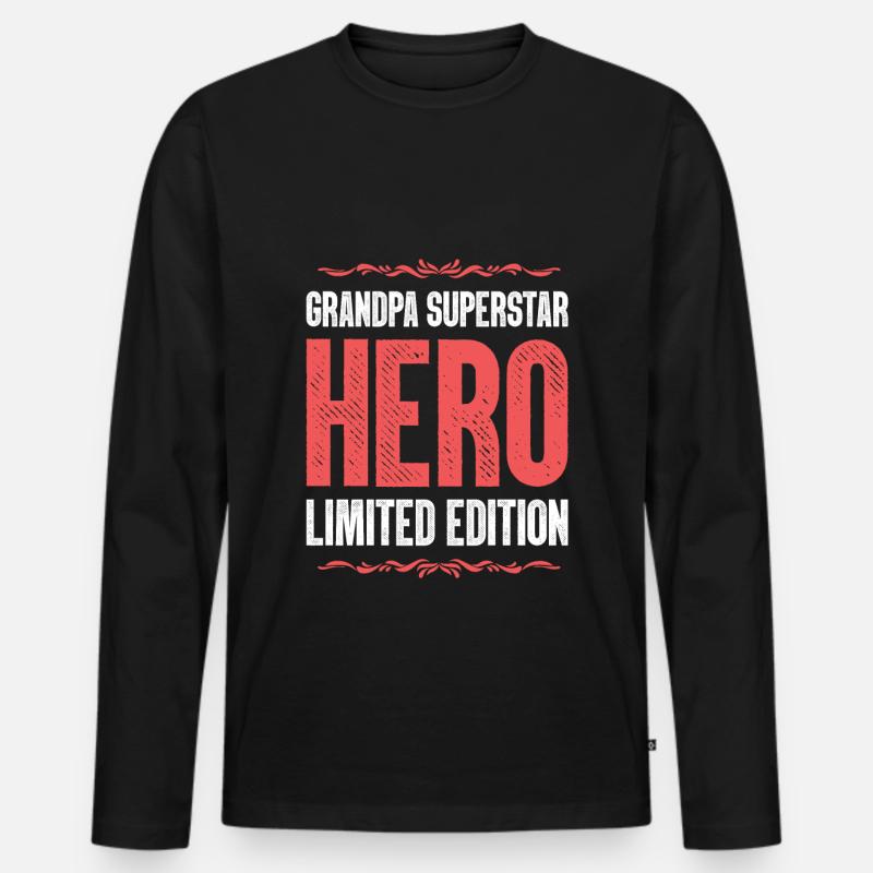 Bester Opa Held Spruch - Männer Premium Bio Langarmshirt - Schwarz