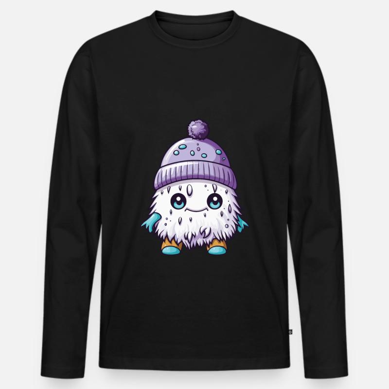 Winter Eskimo Comic Winterlich - Männer Premium Bio Langarmshirt - Schwarz