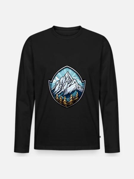 Berge Symbol Wappen - Männer Premium Bio Langarmshirt - Schwarz