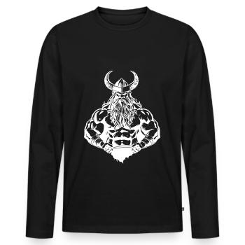 Viking Muscles Workout Fitness - Men's Premium Organic Long Sleeve Shirt - black - Front - Nico (187cm)
