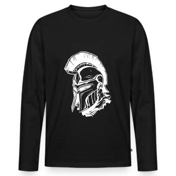 Spartan Warrior Sparta Head - Men's Premium Organic Long Sleeve Shirt - black - Front - Nico (187cm)
