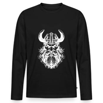 Wikinger Helm Valhalla - Männer Premium Bio Langarmshirt - Schwarz - Vorne - Nico (187cm)