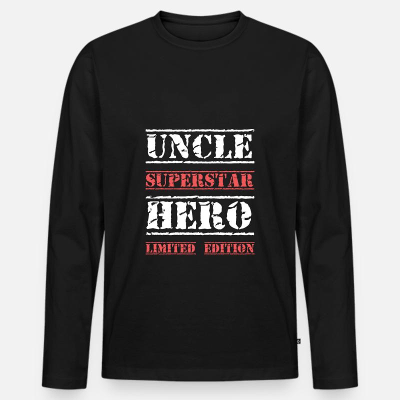 Bester Onkel Star Spruch - Männer Premium Bio Langarmshirt - Schwarz
