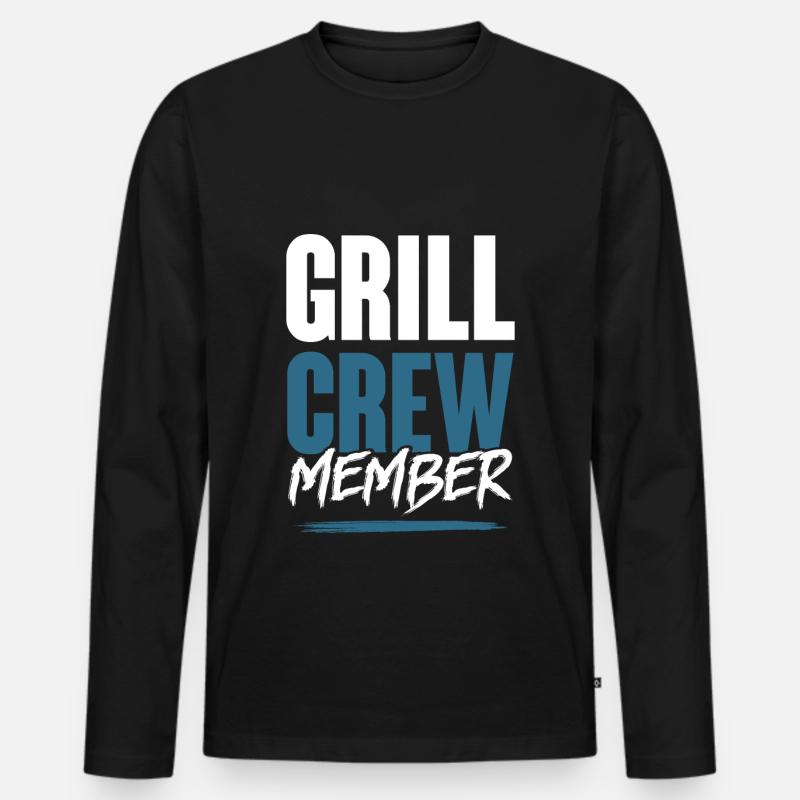 Grill Crew - Männer Premium Bio Langarmshirt - Schwarz