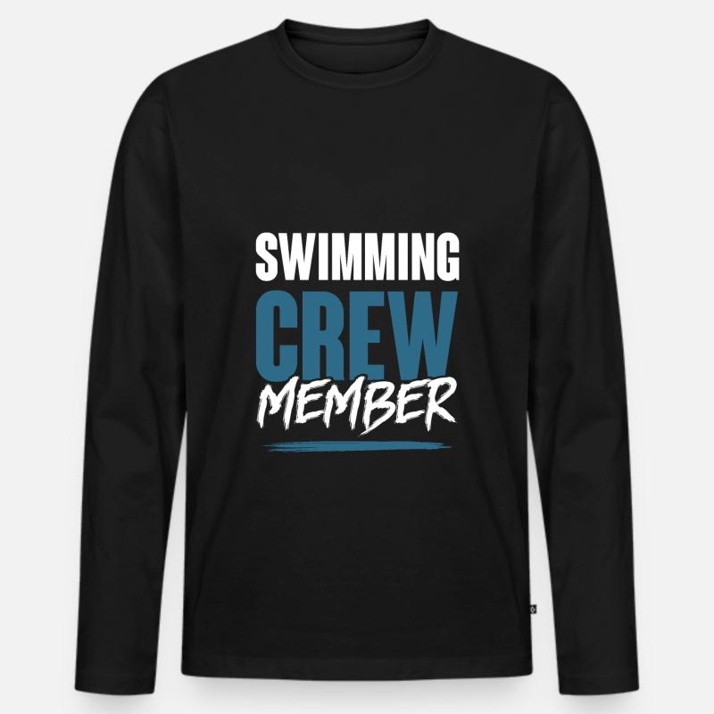 Swimming Crew - Männer Premium Bio Langarmshirt - Schwarz