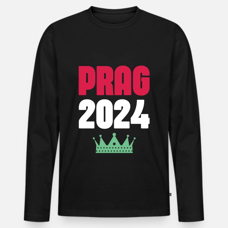 Prag 2024 Urlaub - Männer Premium Bio Langarmshirt - Schwarz