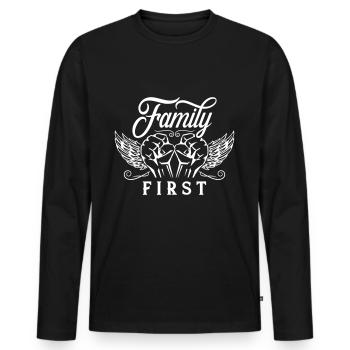 Familie spruch fäuste - Männer Premium Bio Langarmshirt - Schwarz - Vorne - Nico (187cm)