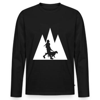Dreieck Berg und Hund - (3) - Männer Premium Bio Langarmshirt - Schwarz - Vorne - Nico (187cm)