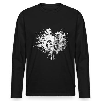 Spritzer - Wanderer Fußabdruck - (3) - Männer Premium Bio Langarmshirt - Schwarz - Vorne - Nico (187cm)