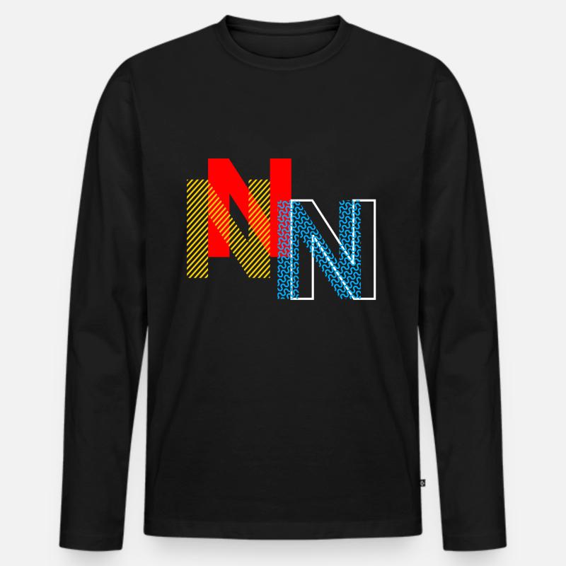 Buchstabe N - Männer Premium Bio Langarmshirt - Schwarz