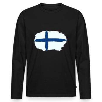 Finland Scandinavia - Men's Premium Organic Long Sleeve Shirt - black - Front - Nico (187cm)