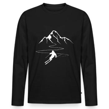 Montagne - Ligne sinueuse - Ski - (12) - T-shirt manches longues Premium bio Homme - noir - Devant - Nico (187cm)