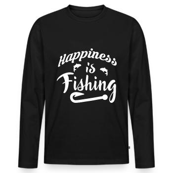 Happiness is fishing - - Men's Premium Organic Long Sleeve Shirt - black - Front - Nico (187cm)