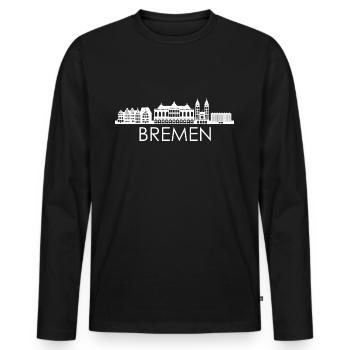 La ville de Brême Skyline Allemagne Brême - T-shirt manches longues Premium bio Homme - noir - Devant - Nico (187cm)