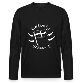 Leipzig - Männer Premium Bio Langarmshirt - Schwarz - Vorne - Nico (187cm)