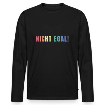 NICHT EGAL - Männer Premium Bio Langarmshirt - Schwarz - Vorne - Nico (187cm)