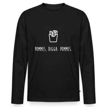 Pommes Digga Pommes | Pommes frites | French Fries - Männer Premium Bio Langarmshirt - Schwarz - Vorne - Nico (187cm)