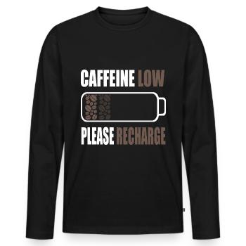 Low caffeine Please charge - Coffee battery - Men's Premium Organic Long Sleeve Shirt - black - Front - Nico (187cm)