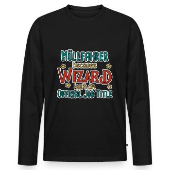 Garbage Driver Wizard - Men's Premium Organic Long Sleeve Shirt - black - Front - Nico (187cm)