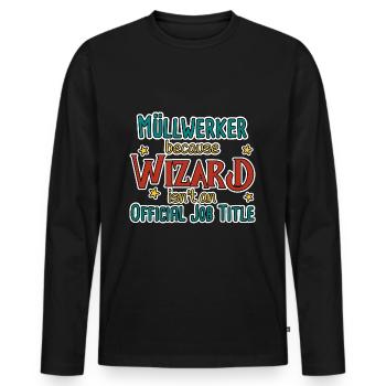 Garbage Collector Wizard - Men's Premium Organic Long Sleeve Shirt - black - Front - Nico (187cm)