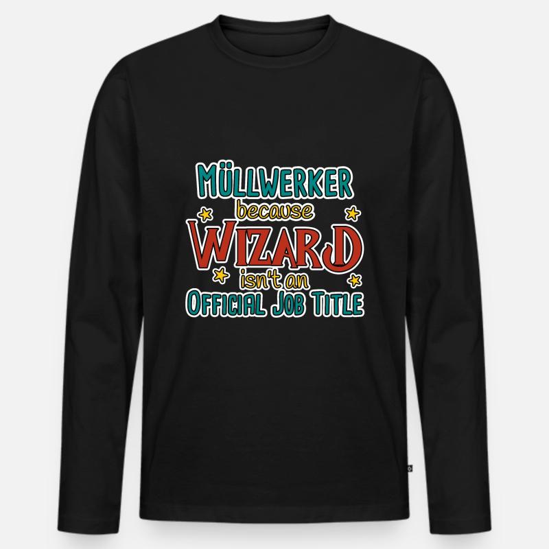 Müllwerker Wizard - Männer Premium Bio Langarmshirt - Schwarz