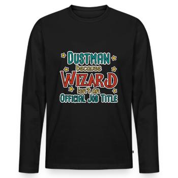 Dustman Wizard - Männer Premium Bio Langarmshirt - Schwarz - Vorne - Nico (187cm)