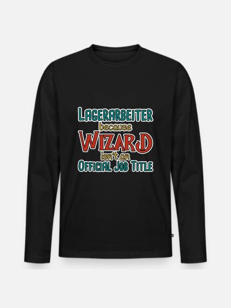 Warehouse Worker Wizard - Men's Premium Organic Long Sleeve Shirt - black