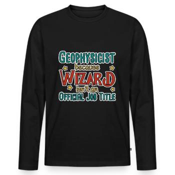 Geophysicist Wizard Geophysik - Männer Premium Bio Langarmshirt - Schwarz - Vorne - Nico (187cm)