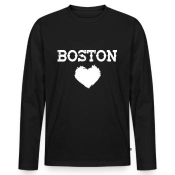 Boston - T-shirt manches longues Premium bio Homme - noir - Devant - Nico (187cm)