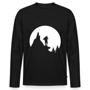 Mond - Wandern - (7) - Männer Premium Bio Langarmshirt - Schwarz - Vorne - Nico (187cm)