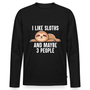 Sloth Lover Saying Funny Lazy Sloths Sleeping - Men's Premium Organic Long Sleeve Shirt - black - Front - Nico (187cm)
