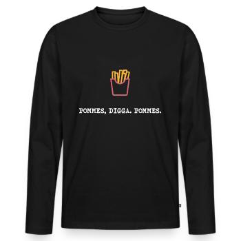 Pommes Digga Pommes | Pommes frites | French Fries - Männer Premium Bio Langarmshirt - Schwarz - Vorne - Nico (187cm)