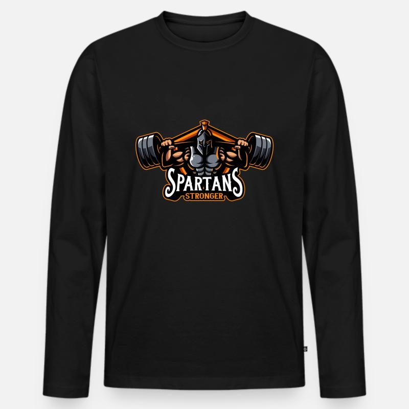 Spartaner - Männer Premium Bio Langarmshirt - Schwarz