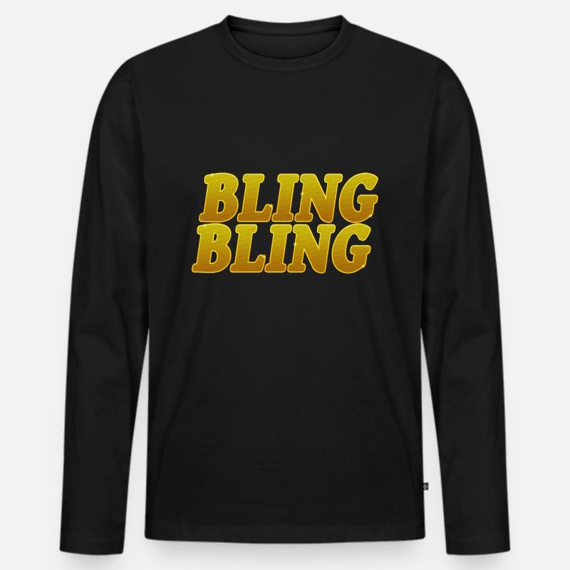 Bling Bling - Männer Premium Bio Langarmshirt - Schwarz