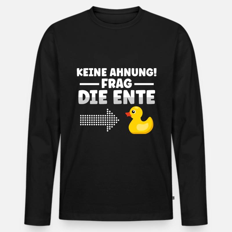 Frag die Badeente Gummiente - Männer Premium Bio Langarmshirt - Schwarz