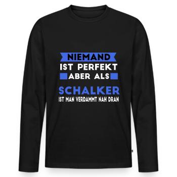 Schalker Schalke Gelsenkirchen Ruhrpott Fans - Männer Premium Bio Langarmshirt - Schwarz - Vorne - Nico (187cm)