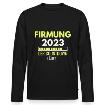 Firmung 2023 der Countdown läuft - Männer Premium Bio Langarmshirt - Schwarz - Vorne - Nico (187cm)