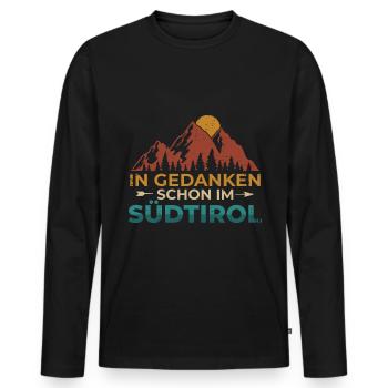 In Gedanken schon im Südtirol Südtiroler - Männer Premium Bio Langarmshirt - Schwarz - Vorne - Nico (187cm)