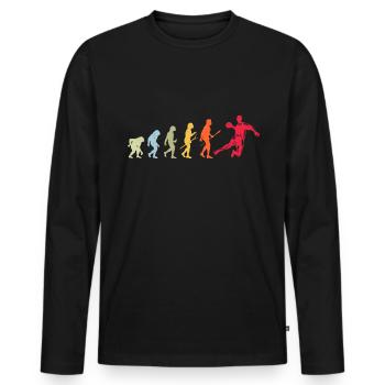 Handball Handballer Evolution Retro Vintage - Männer Premium Bio Langarmshirt - Schwarz - Vorne - Nico (187cm)