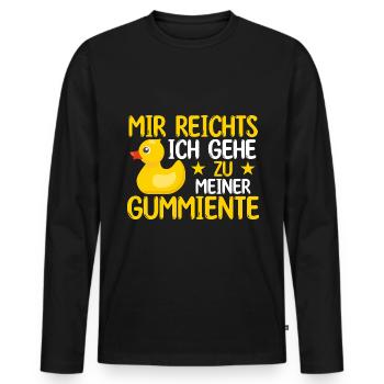 Mir reichts gehe zu meiner Gummiente - Männer Premium Bio Langarmshirt - Schwarz - Vorne - Nico (187cm)