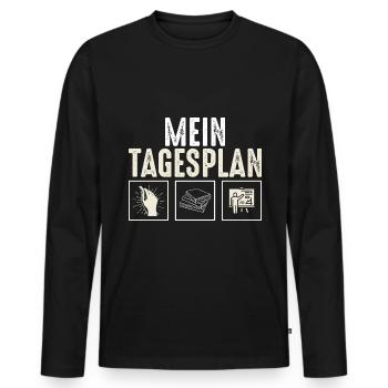 Lehrer mein Tagesplan - Männer Premium Bio Langarmshirt - Schwarz - Vorne - Nico (187cm)