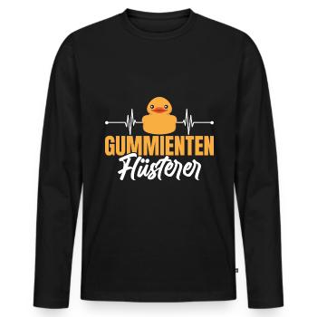 Badeente Gummienten Flüsterer Herzschlag - Männer Premium Bio Langarmshirt - Schwarz - Vorne - Nico (187cm)