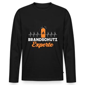 Brandschutz Experte Herzschlag - Männer Premium Bio Langarmshirt - Schwarz - Vorne - Nico (187cm)