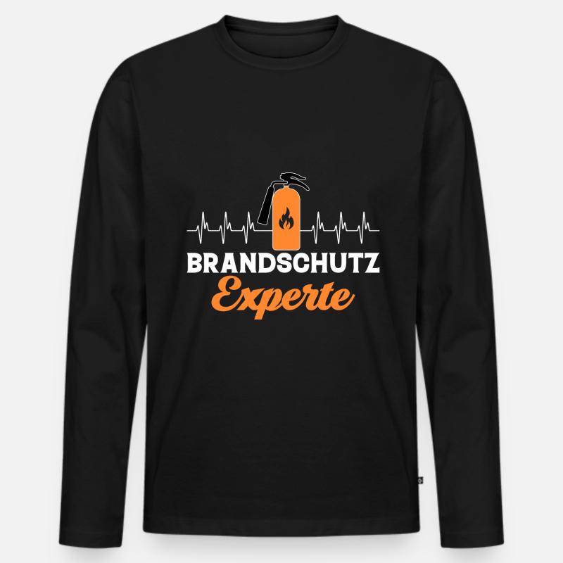 Brandschutz Experte Herzschlag - Männer Premium Bio Langarmshirt - Schwarz